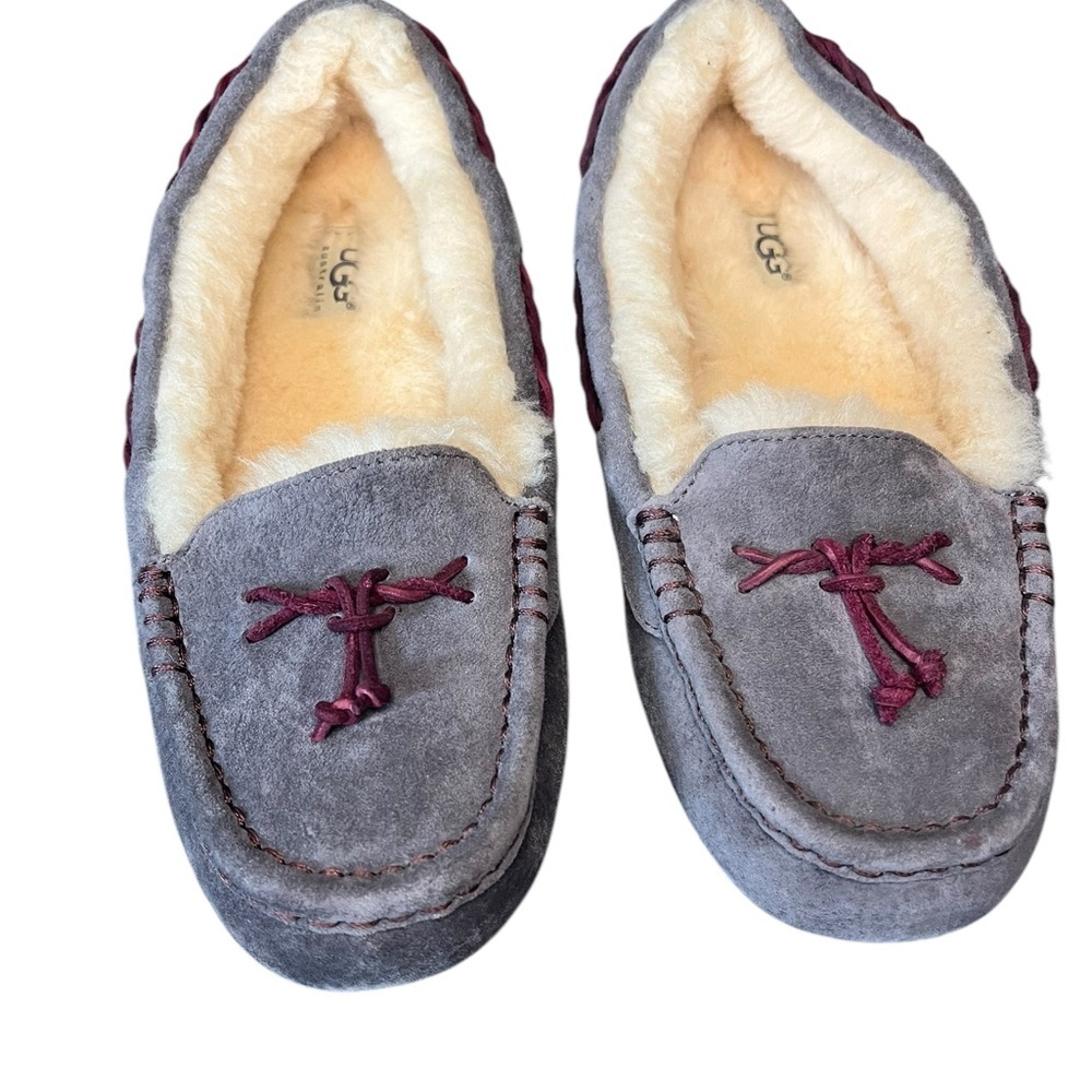 UGG Gray and Burgundy Slippers